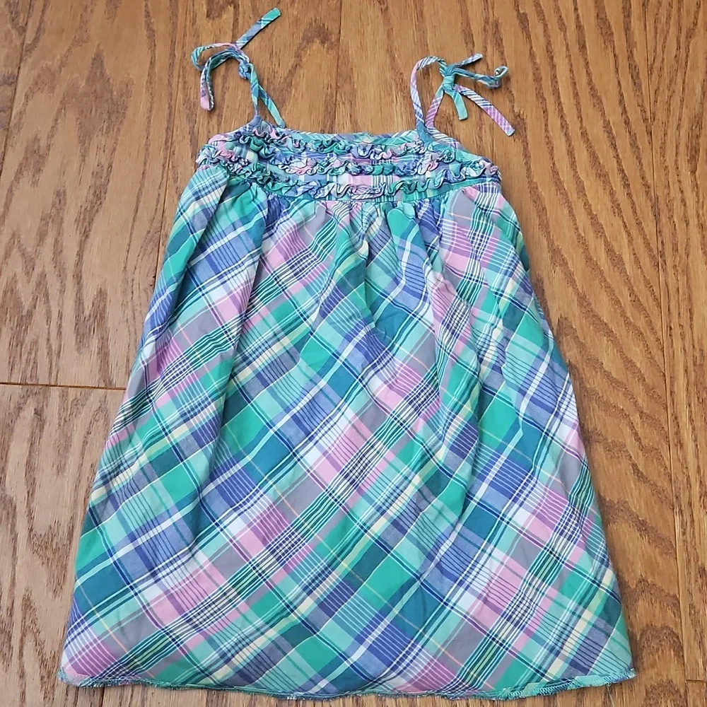 Ralph Lauren Plaid Pastel Ruffle Dress Size Girls 18 Months